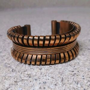 Vintage Copper Coil Cuff Bracelet Man Woman